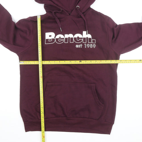 Bench Men's Purple Pullover Hoodie M Regular Fit Logo Fleece