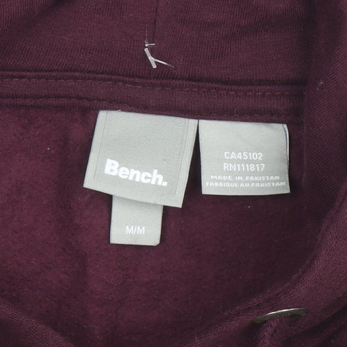 Bench Men's Purple Pullover Hoodie M Regular Fit Logo Fleece