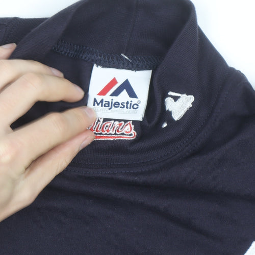Majestic Men's Blue Long Sleeve Baseball Pullover Top L