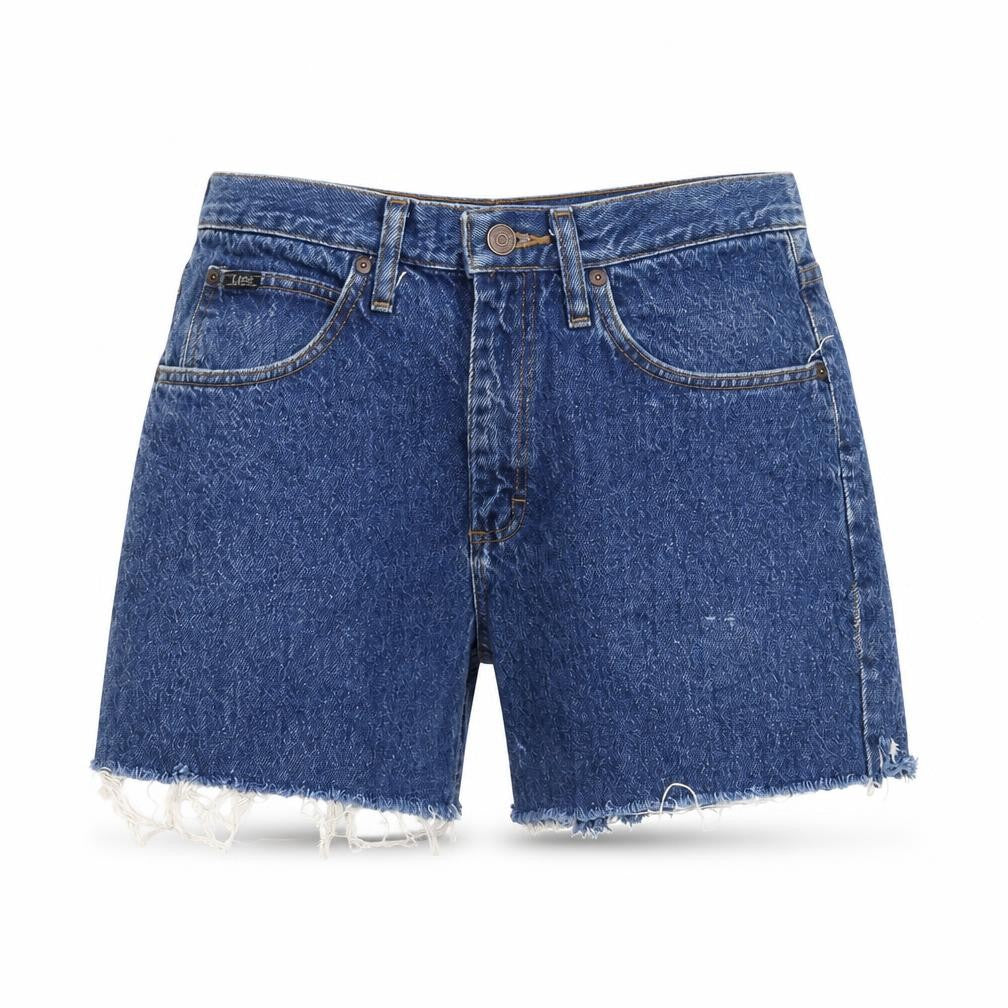 Front view of Lee men’s blue denim relaxed fit cargo shorts 32 regular cotton