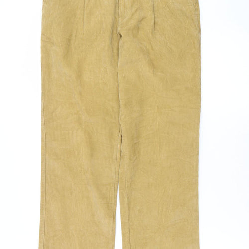 Marks and Spencer Men's Beige Corduroy Pleated Trousers 32W 31L