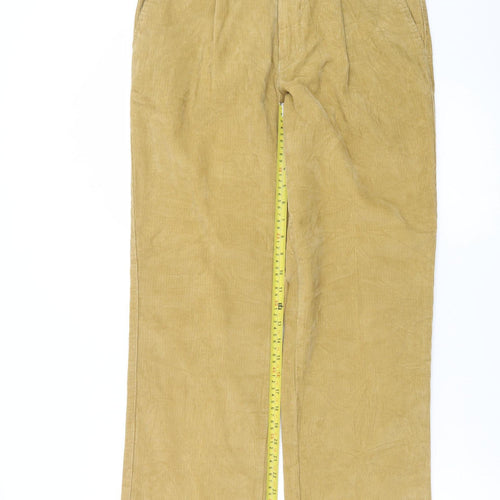 Marks and Spencer Men's Beige Corduroy Pleated Trousers 32W 31L