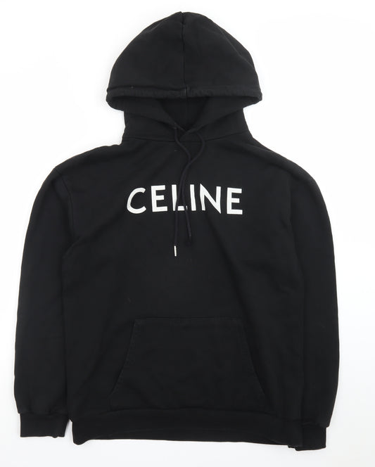 Celine Men's Black Medium Pullover Hoodie Cotton Made In Italy