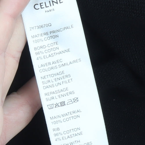Celine Men's Black Medium Pullover Hoodie Cotton Made In Italy