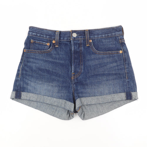 Levi's Women's Blue Denim High Rise Hot Pants Shorts W28 UK 10