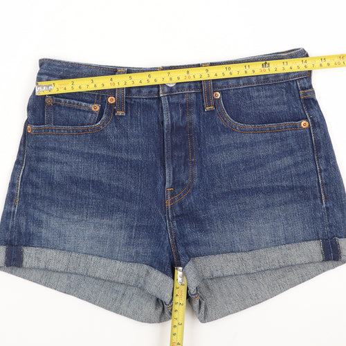 Levi's Women's Blue Denim High Rise Hot Pants Shorts W28 UK 10