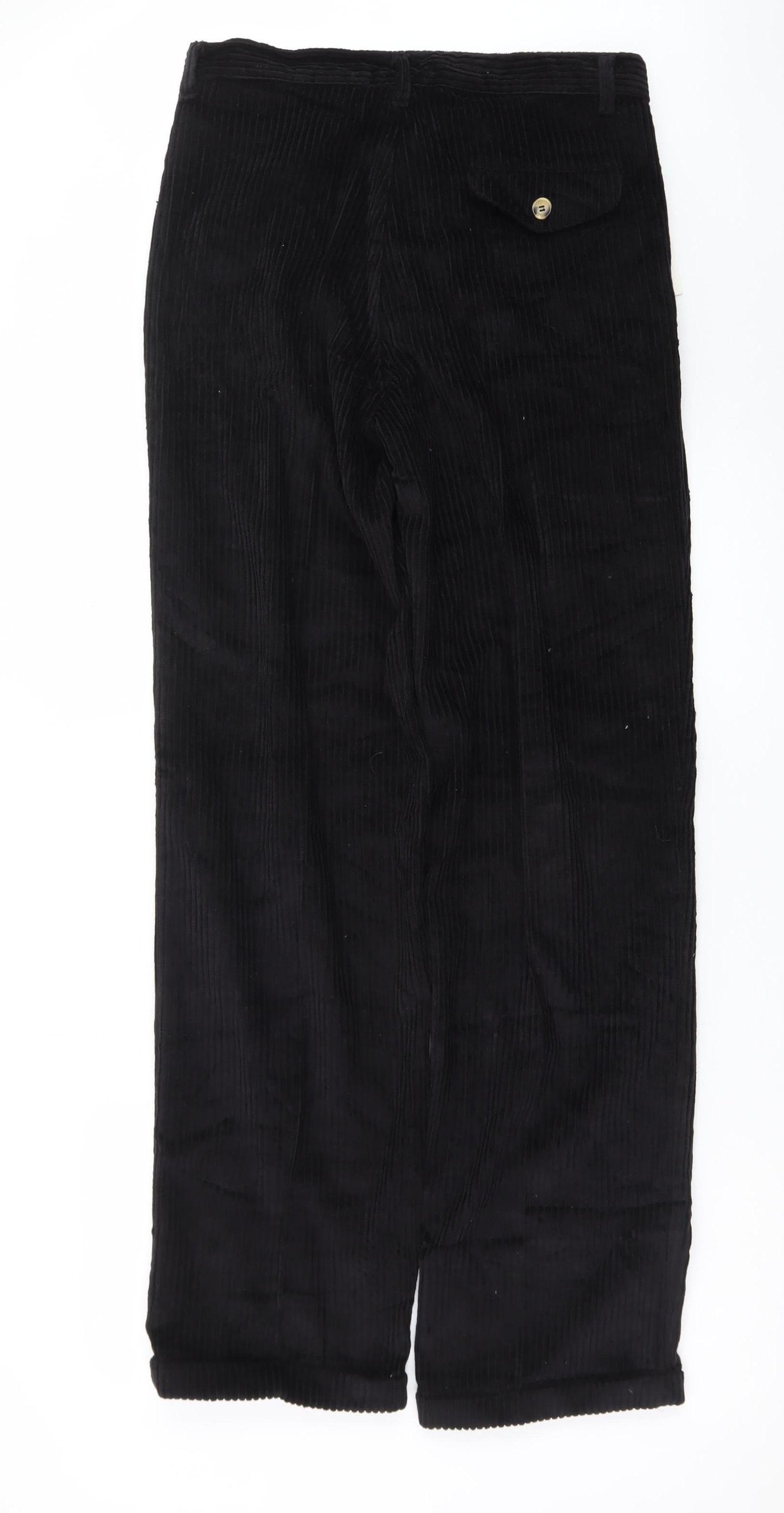 Club Montana Men's Black Corduroy Trousers Size 32 Regular Fit
