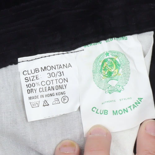 Club Montana Men’s Black Corduroy Trousers Size 30/31 Regular Fit