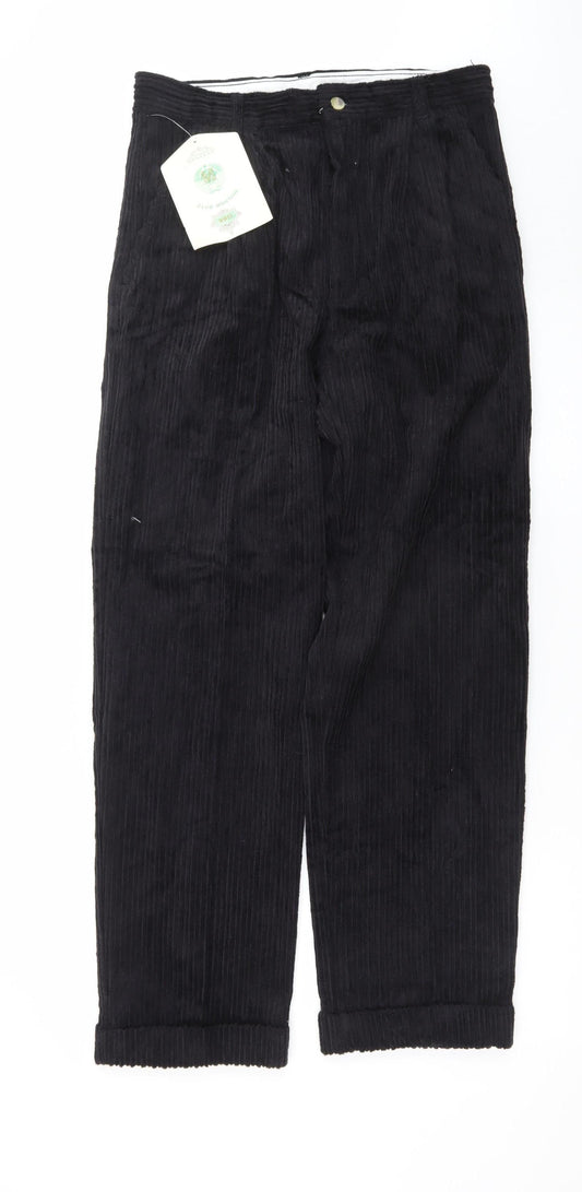 Club Montana Men's Black Corduroy Trousers 32x31 Regular Fit