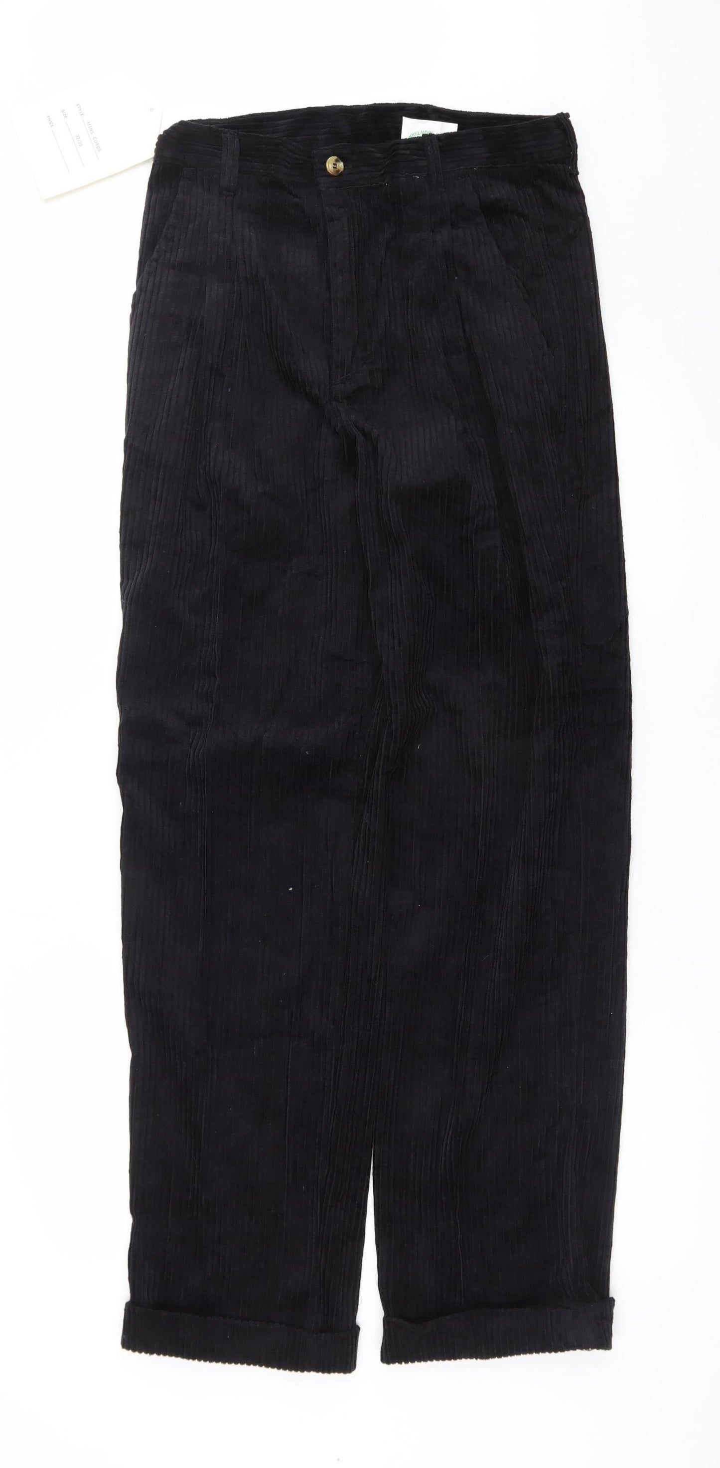 Club Montana Men's Black Corduroy Pleated Trousers Size 32x33