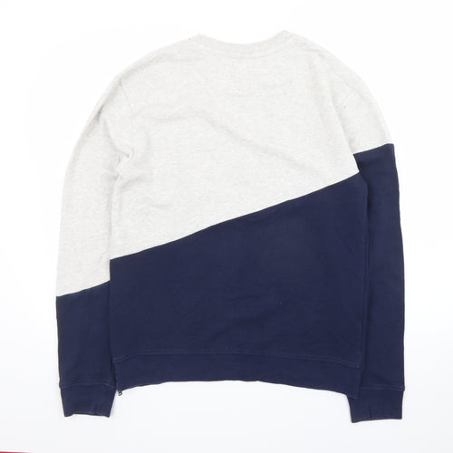 DC Men's Grey Blue Colour Block Pullover Sweatshirt Size S Zip Accent