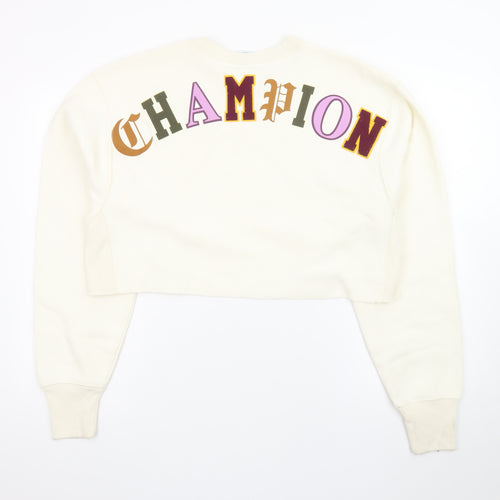 Champion Womens Ivory Crop Sweatshirt Medium Reverse Weave Logo