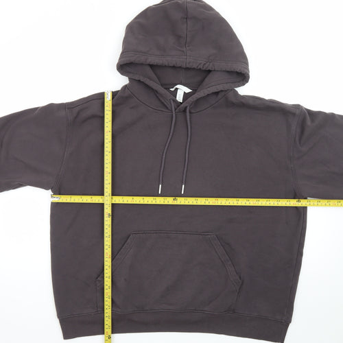H&M Men’s Black Pullover Hoodie Cotton Blend Size L Casual Comfort