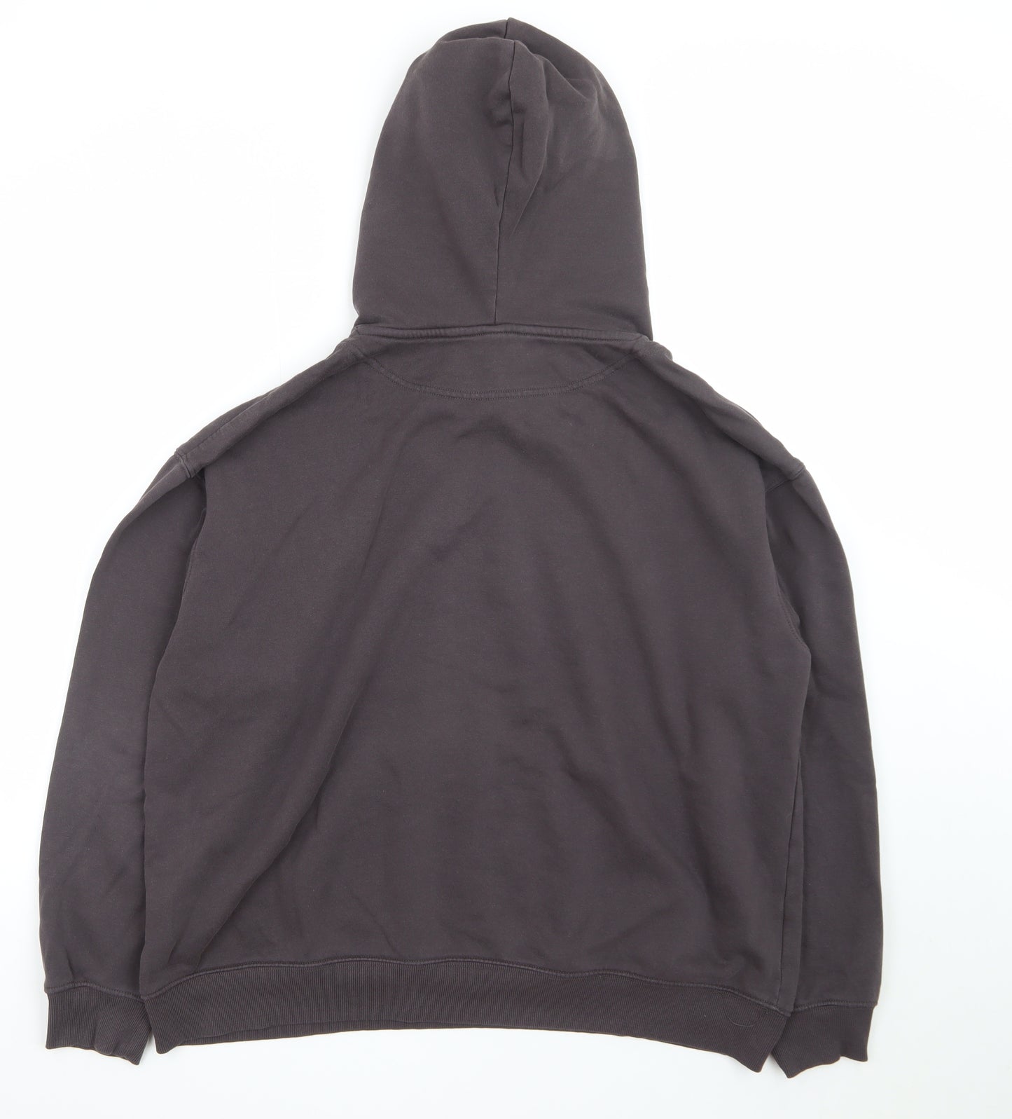 H&M Men’s Black Pullover Hoodie Cotton Blend Size L Casual Comfort