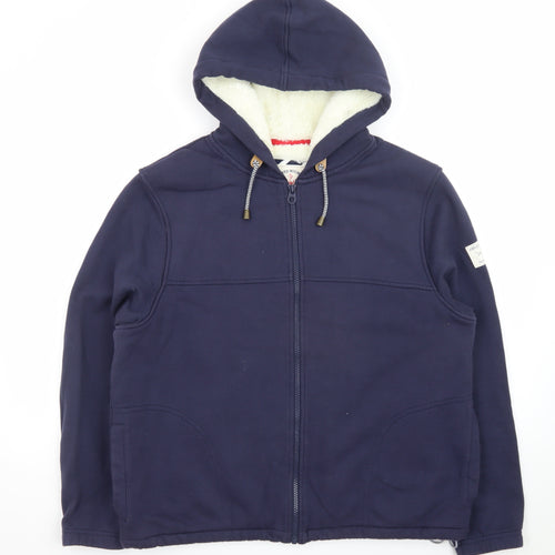 Joules Mens Blue Full Zip Hoodie Lined Cotton Hoodie Size L
