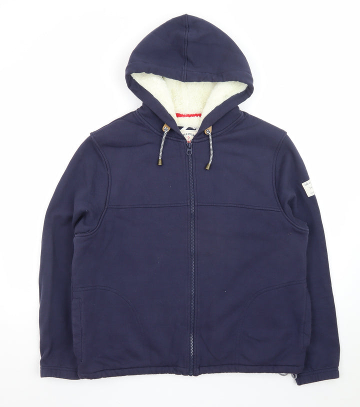 Joules Mens Blue Full Zip Hoodie Lined Cotton Hoodie Size L