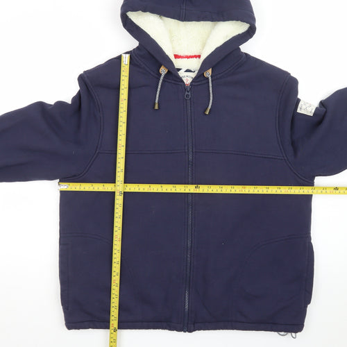Joules Mens Blue Full Zip Hoodie Lined Cotton Hoodie Size L
