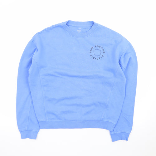 John Lewis Teens Blue Cotton Pullover Sweatshirt Size 12 Stay Positive
