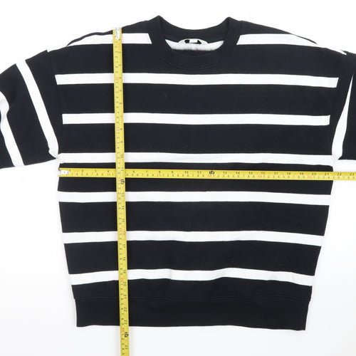 Marks and Spencer Womens Black White Striped Pullover Sweatshirt S