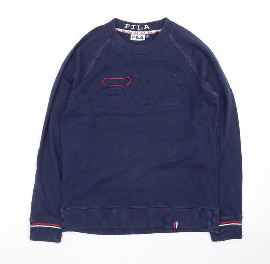 Fila Men's Navy Blue Crew Neck Sweatshirt Size S Cotton Blend