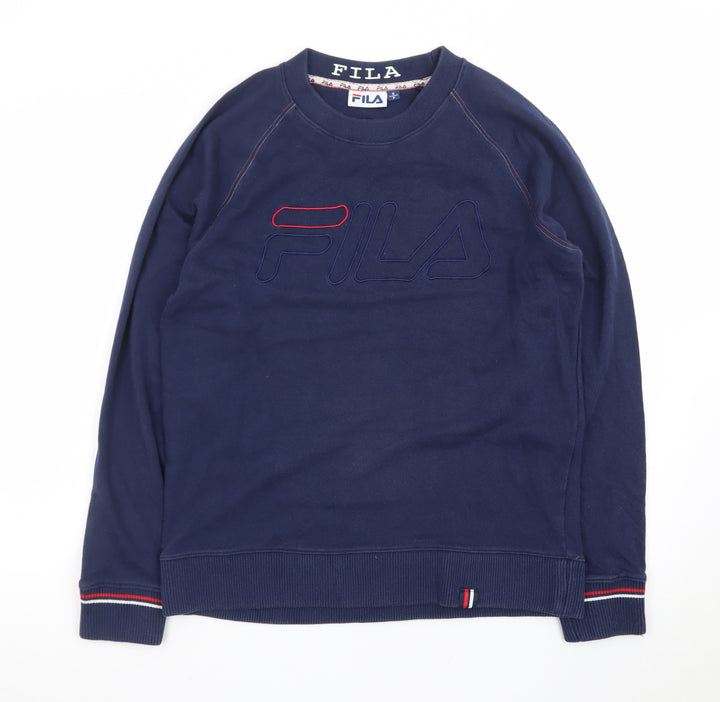 Fila Men's Navy Blue Crew Neck Sweatshirt Size S Cotton Blend