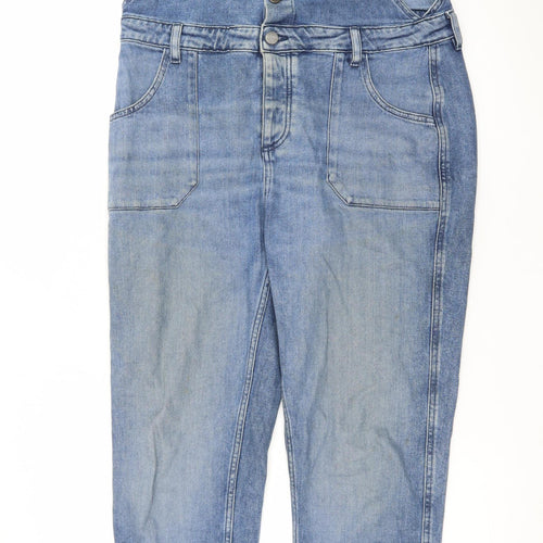 Fat Face Women Blue Denim Carrie Dungaree Jumpsuit UK 12R Eco Cotton Classic Style