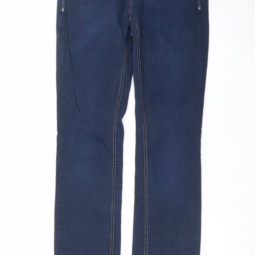 Mango Womens Blue Straight Leg Stretch Denim Jeans Size 12