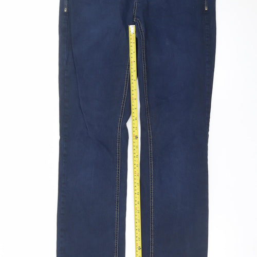 Mango Womens Blue Straight Leg Stretch Denim Jeans Size 12
