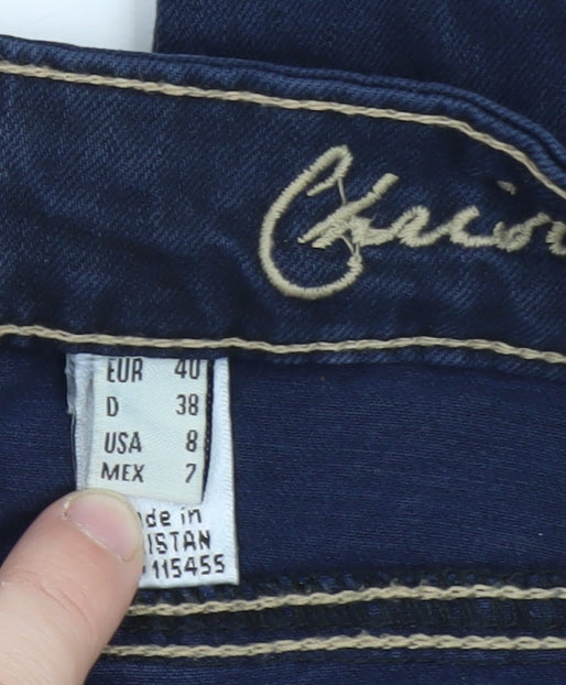 Mango Womens Blue Straight Leg Stretch Denim Jeans Size 12
