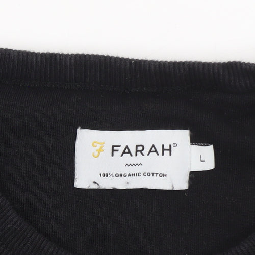 Farah Men's Black L Pullover Cotton Crew Neck Sweatshirt
