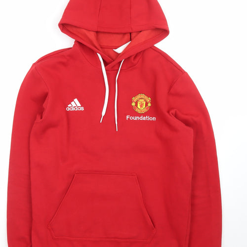 Adidas Mens Red Pullover Hoodie Manchester United Foundation M