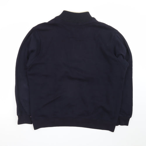 Marks and Spencer Men's Navy 1/4 Zip Knit Panel Sweatshirt L
