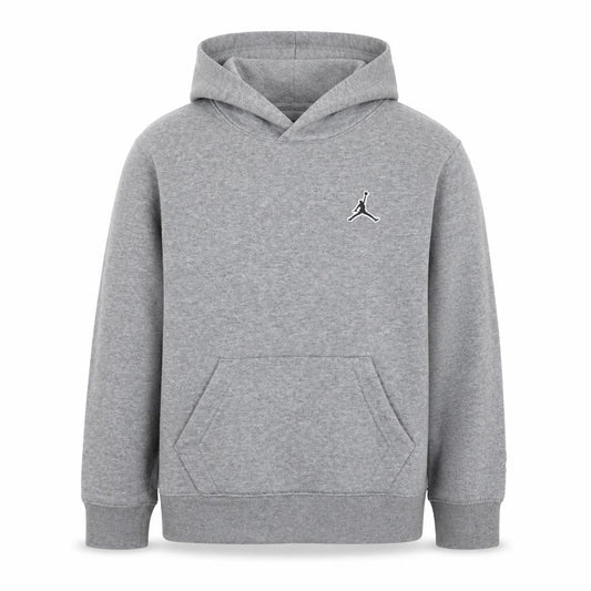 Front view of Jordan boys’ grey hoodie medium 10-12 years pullover fleece sweatshirt