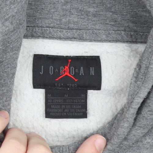 Jordan Boys Grey Hoodie Medium 10-12 Years Pullover Fleece Sweatshirt