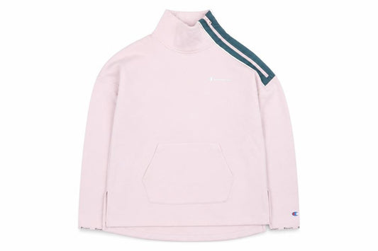 Front view of Champion women’s pink half zip pullover sweatshirt m