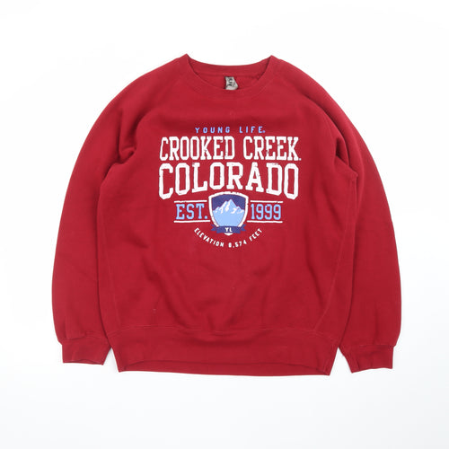 Ouray Sportswear Men's Red Pullover Crew Neck Graphic Sweatshirt S