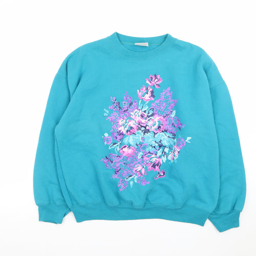 Lady Footlocker Women's Blue Floral Pullover Sweatshirt Size S