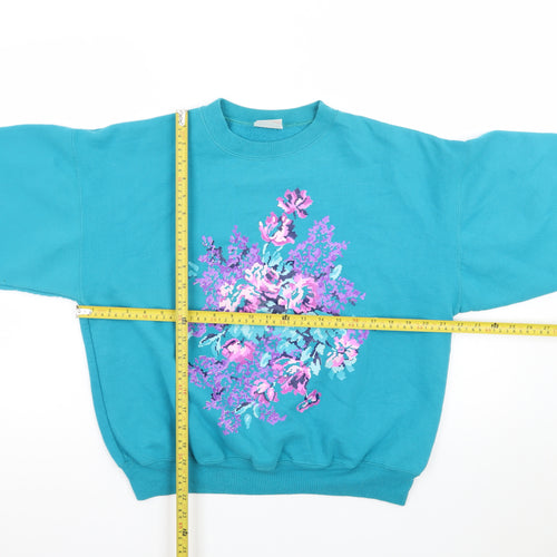 Lady Footlocker Women's Blue Floral Pullover Sweatshirt Size S