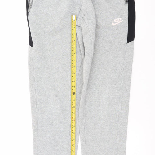 Nike Men's Grey Jogger Trousers M Regular Fit Fleece Zip Pockets