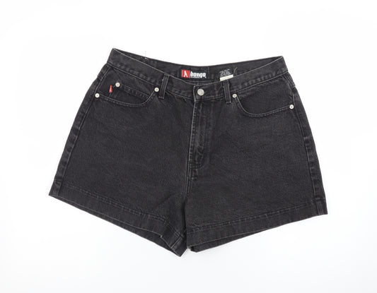 Bongo Womens Black High Waist Denim Shorts Size 14 Cotton Vintage