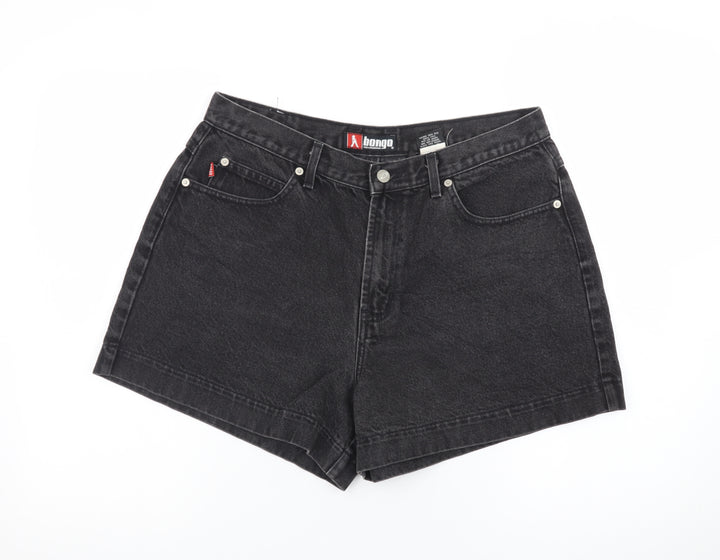 Bongo Womens Black High Waist Denim Shorts Size 14 Cotton Vintage