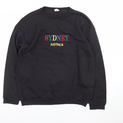 Golden Swan Men’s Black Sydney Australia Embroidered Cotton Sweatshirt L