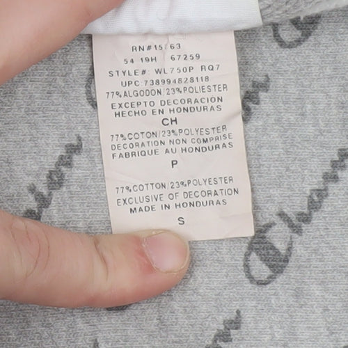 Champion Men's Grey Reverse Weave Logo Crew Neck Sweatshirt Small