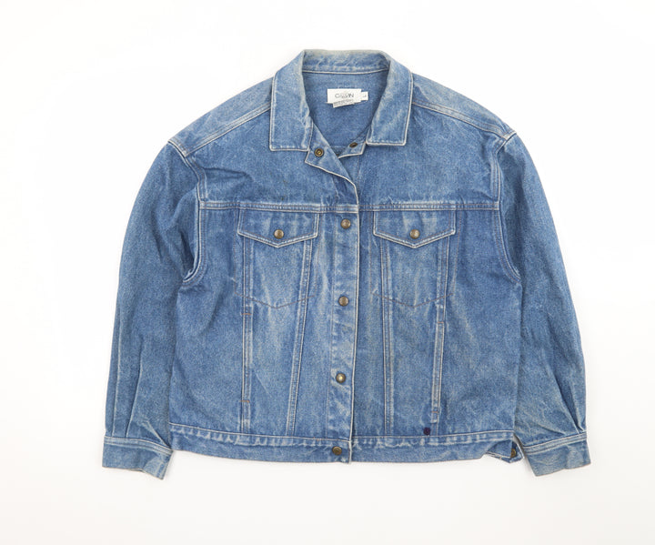 Calvin Mens Blue Denim Button Jacket L Classic 42in Vintage Style