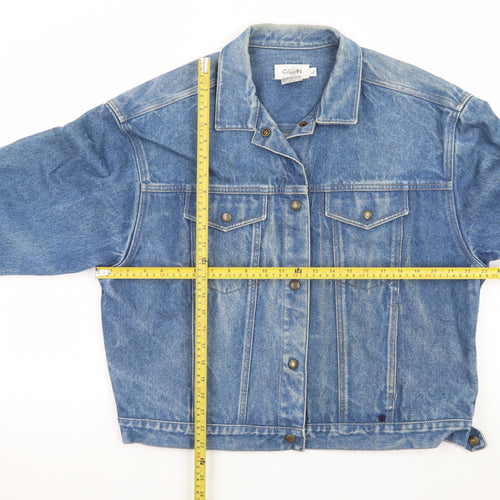 Calvin Mens Blue Denim Button Jacket L Classic 42in Vintage Style