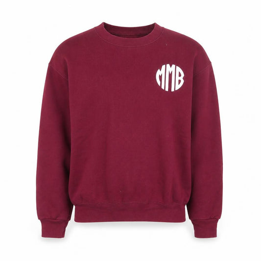 Front view of Lee Sport Men's Burgundy Crew Neck Sweatshirt, size L, Cotton Blend