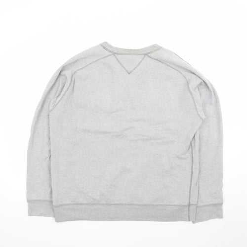 Tommy Hilfiger Men Grey Sweatshirt M Crew Neck Pullover Logo Cotton