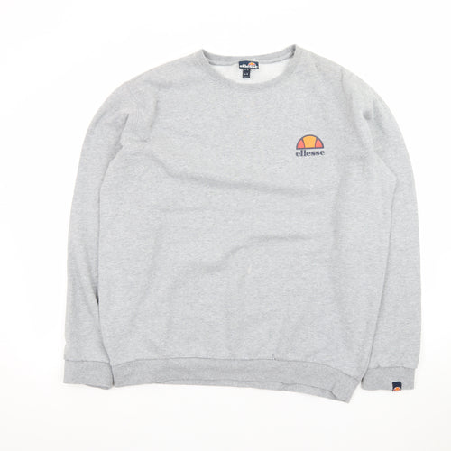 Ellesse Men’s Grey XL Pullover Sweatshirt Crew Neck Logo Fleece