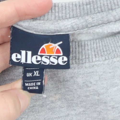 Ellesse Men’s Grey XL Pullover Sweatshirt Crew Neck Logo Fleece