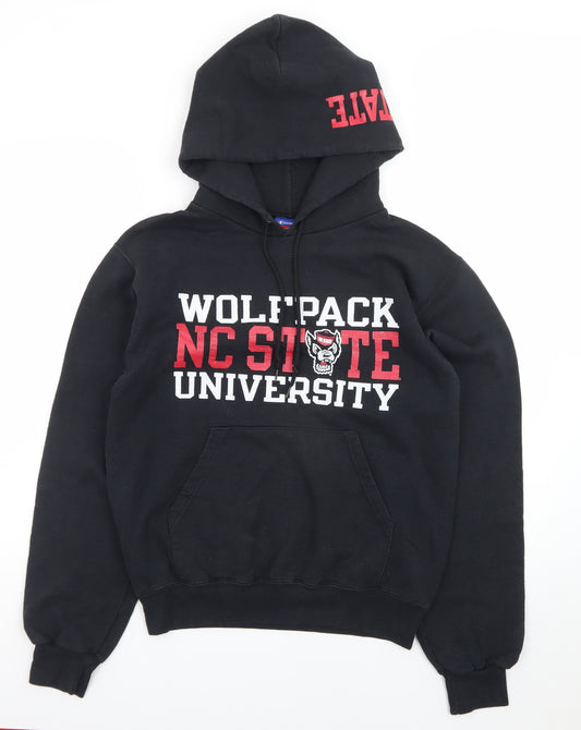 Champion Mens Black Small Pullover Hoodie NC State University Graphic